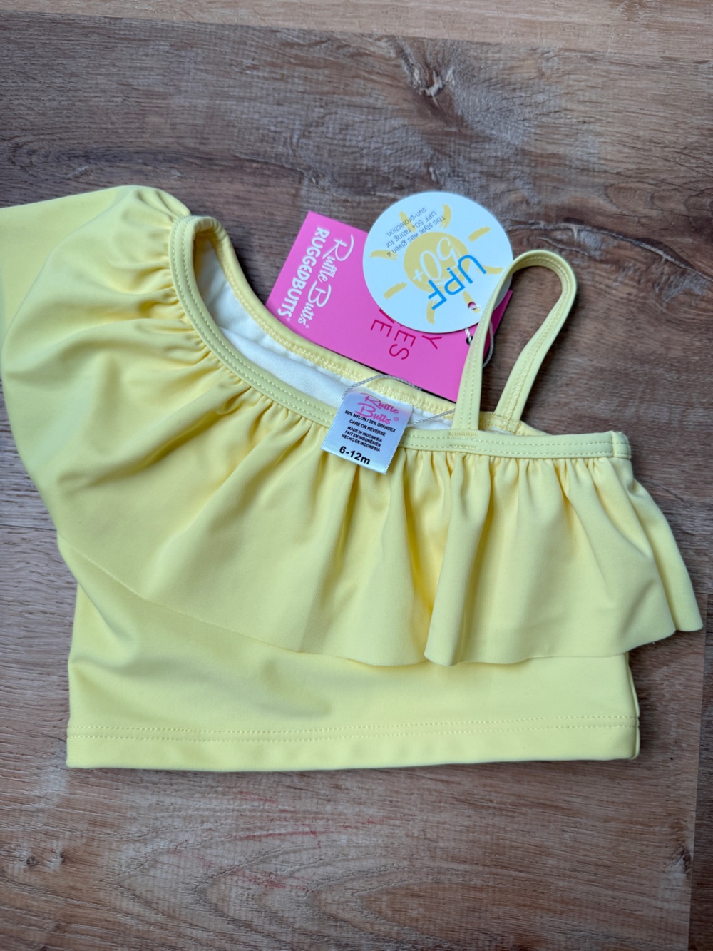 Ruffle Butts Pale Yellow Ruffle Tankini Top